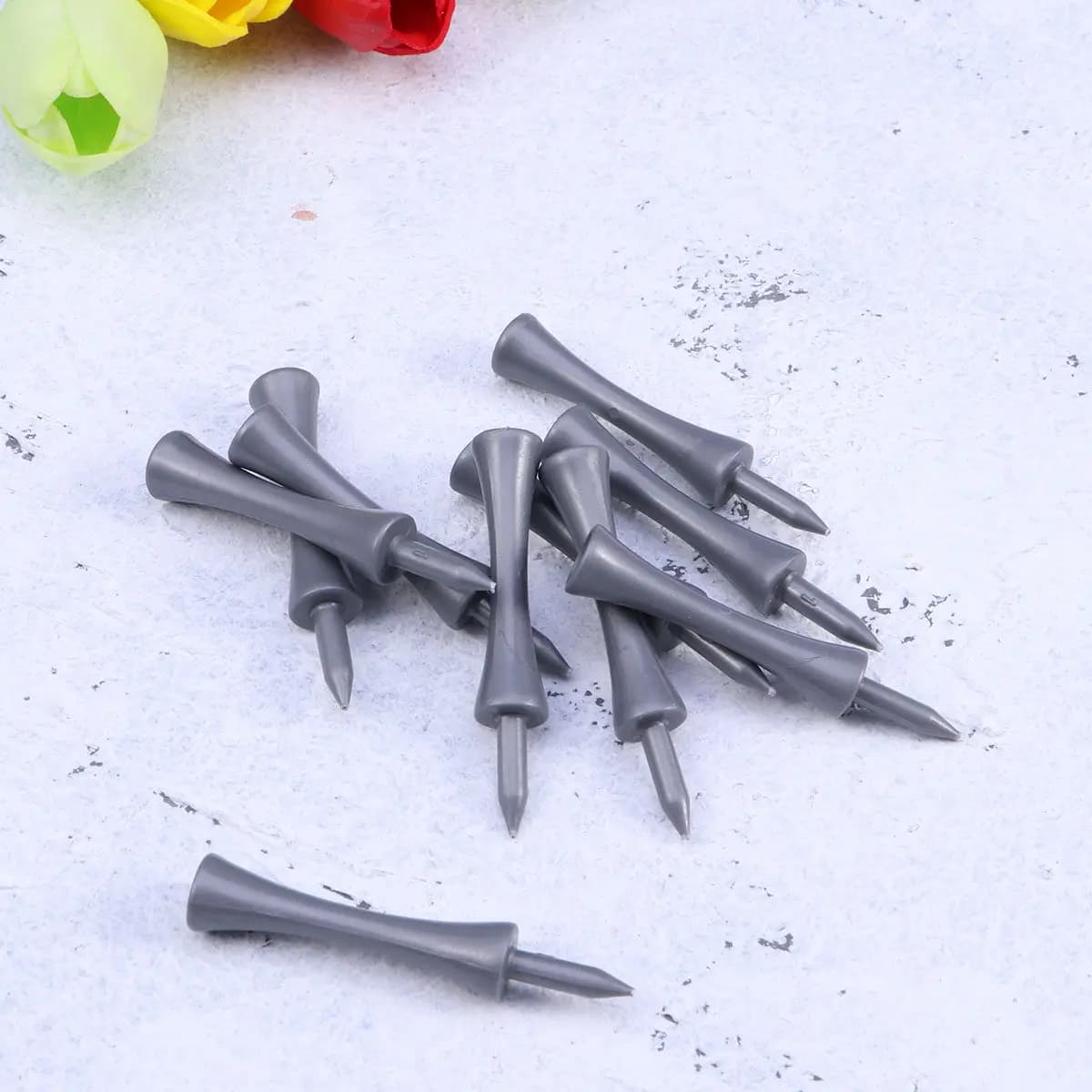 Set di 50 Tee da Golf in Plastica ABS Grigia da 70mm, Leggeri e Resistenti, Bloccabili per Campi da Golf e Campi Pratica