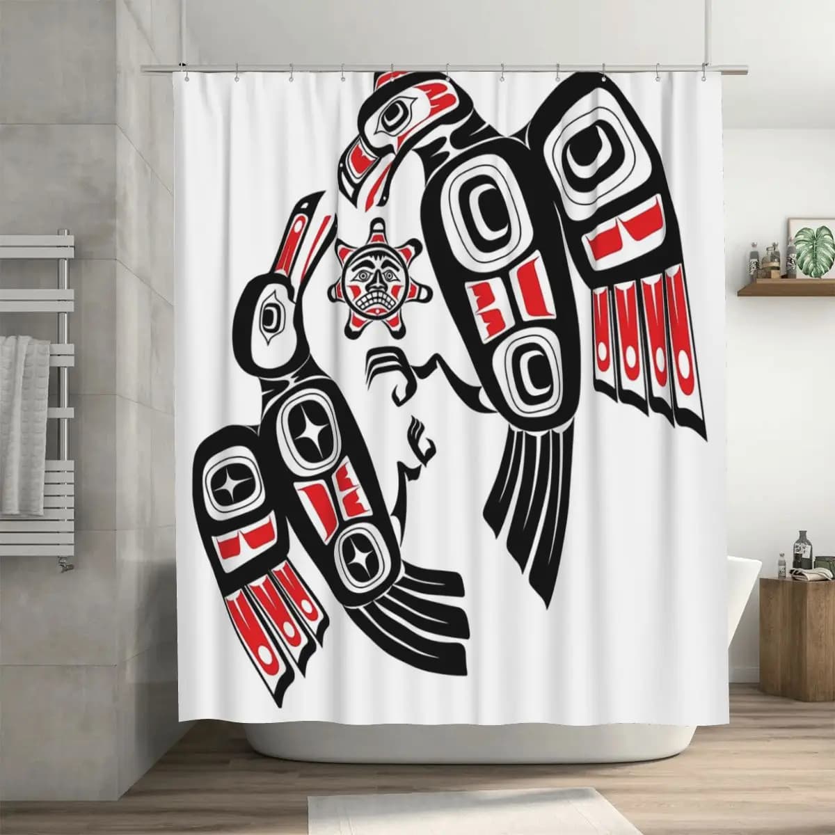 Haida Eagle Battles Raven For The Light Tenda da doccia per bagno in poliestere impermeabile con ganci