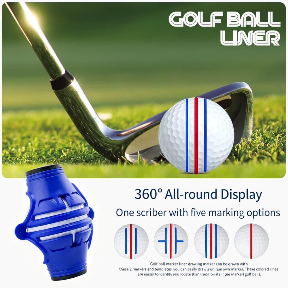 Marcatore di Linee per Palline da Golf 5-in-1, Stencil di Allineamento Regolabile, Ausilio per il Posizionamento nel Putting per l'Allenamento dei Golfisti