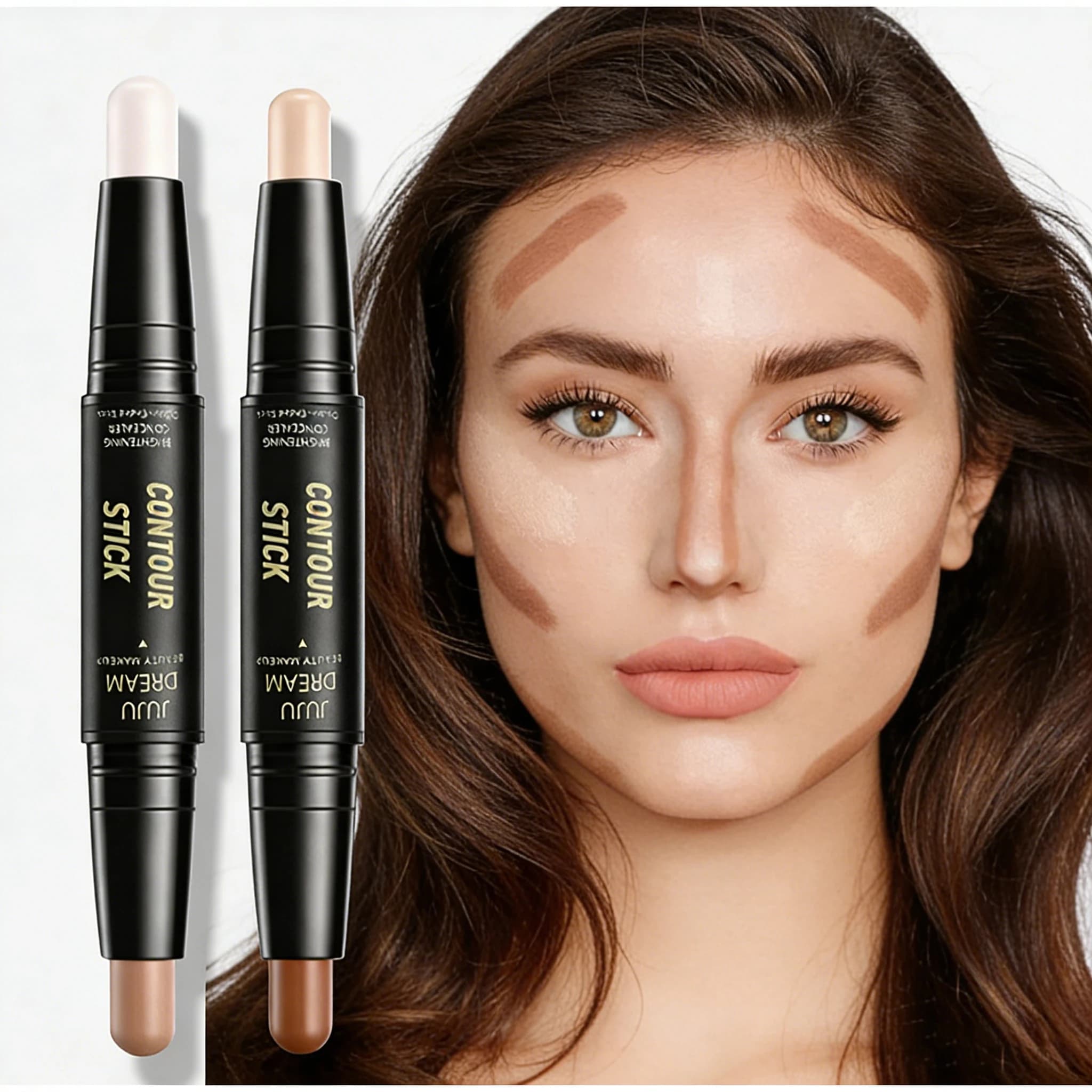 Penna Illuminante a Doppia Punta per il Viso, Liquido Impermeabile per Contouring, Fondotinta, Correttore in Stick, Matita Durevole
