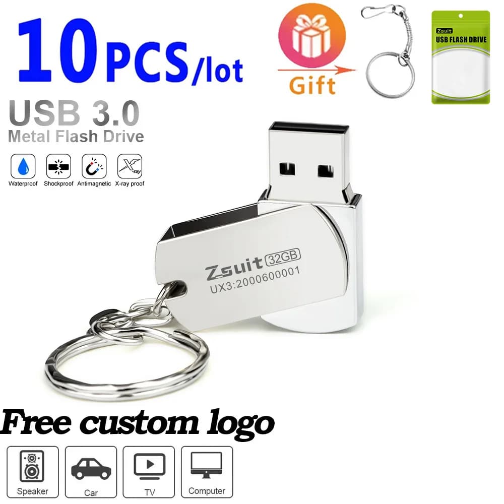 Zsuit Chiavetta USB rotante Chiavetta USB da 64 GB Chiavetta USB ad alta velocità da 32 g 3.0 Chiavetta USB in metallo Logo gratuito Disco U per computer da 128 GB