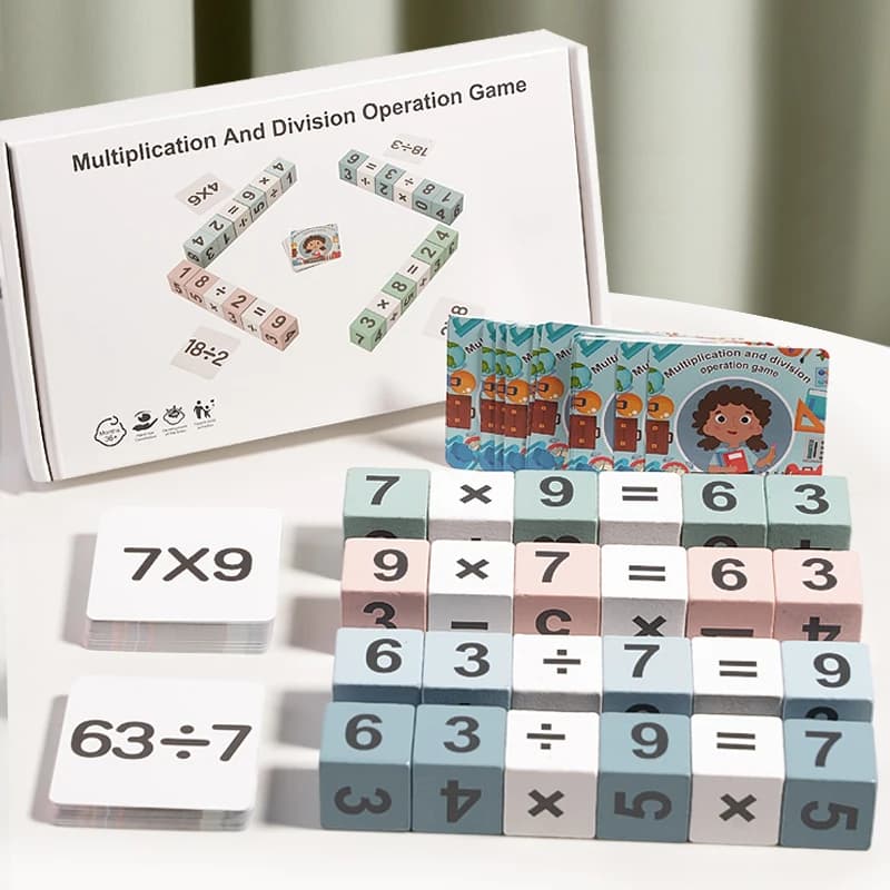 Gioco da tavolo di moltiplicazione, tabella di moltiplicazione, blocchi per l'apprendimento della moltiplicazione e della divisione delle materie prime degli studenti