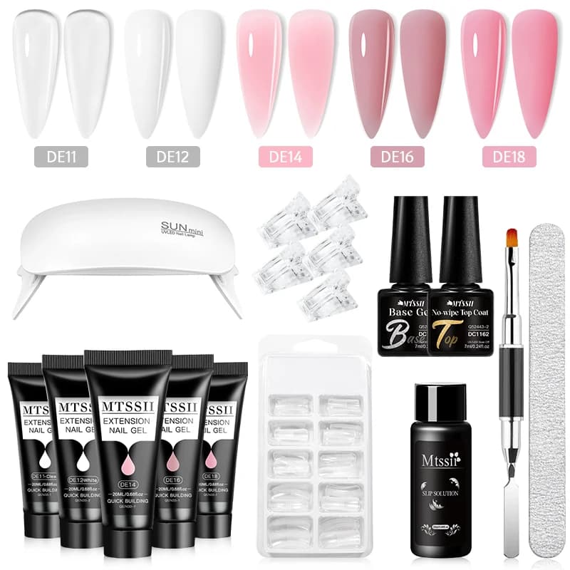 Mtssii 17 Pz/set 20ml Gel Per Estensione Del Chiodo Set Costruttore Gel UV per Unghie Con 6W UV HA CONDOTTO LA Lampada Kit di Strumenti Per Estensione Del Chiodo Per Principianti