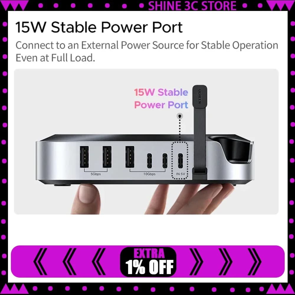 UGREEN USB HUB Docking Station SSD 8TB Max 10Gbps USB-A&C Ports SD&TF 170MB/s USB Splitter Dock for Mac Mini M4 M4 Pro M.2 NVMe