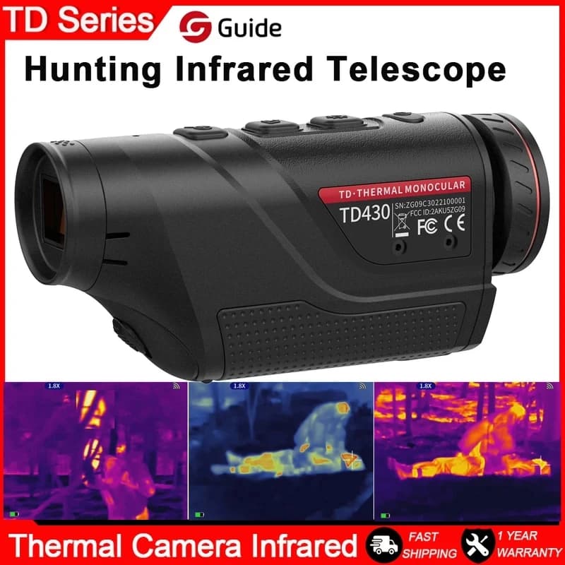 Guida TD211 TD411 Termocamera per caccia WiFi Puntatore laser Rilevatore di visione notturna Telescopio esterno Telecamera termica a infrarossi