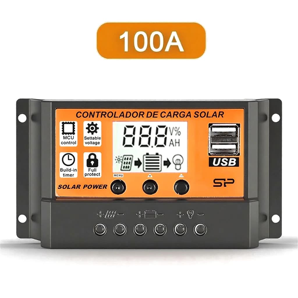 Regolatore di carica solare PWM 30A 50A 100A con display LCD Doppio USB 5V Identificazione automatica del tipo di batteria per pannello solare RV Home