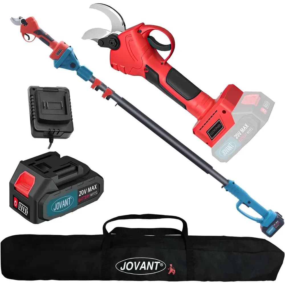 Forbici da Potatura a Batteria 20V con Asta, Batteria 4.0Ah, Attrezzo da Giardinaggio 9.3t-15.3t