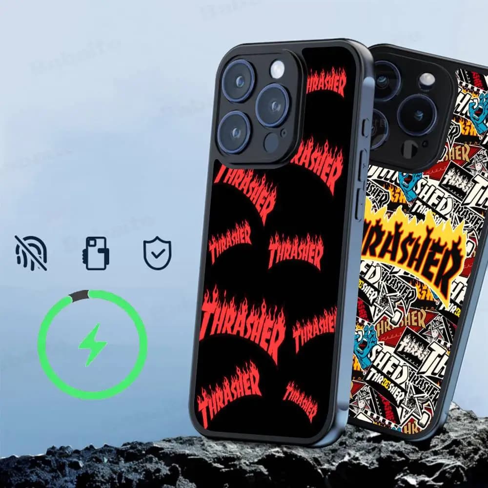 Cover per telefono con logo T-ThrasherS popolare per iPhone 17 16 15 14 13 12 11 Pro Max compatibile con caricabatterie wireless MagSafe