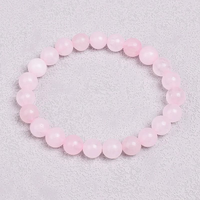 Pink Quartz Bracelet Bracelets with Natural Stone Beads Pink Crystal Madagascar Round Beads for Elasticized Healing Lovers Women's Jewelry Gift