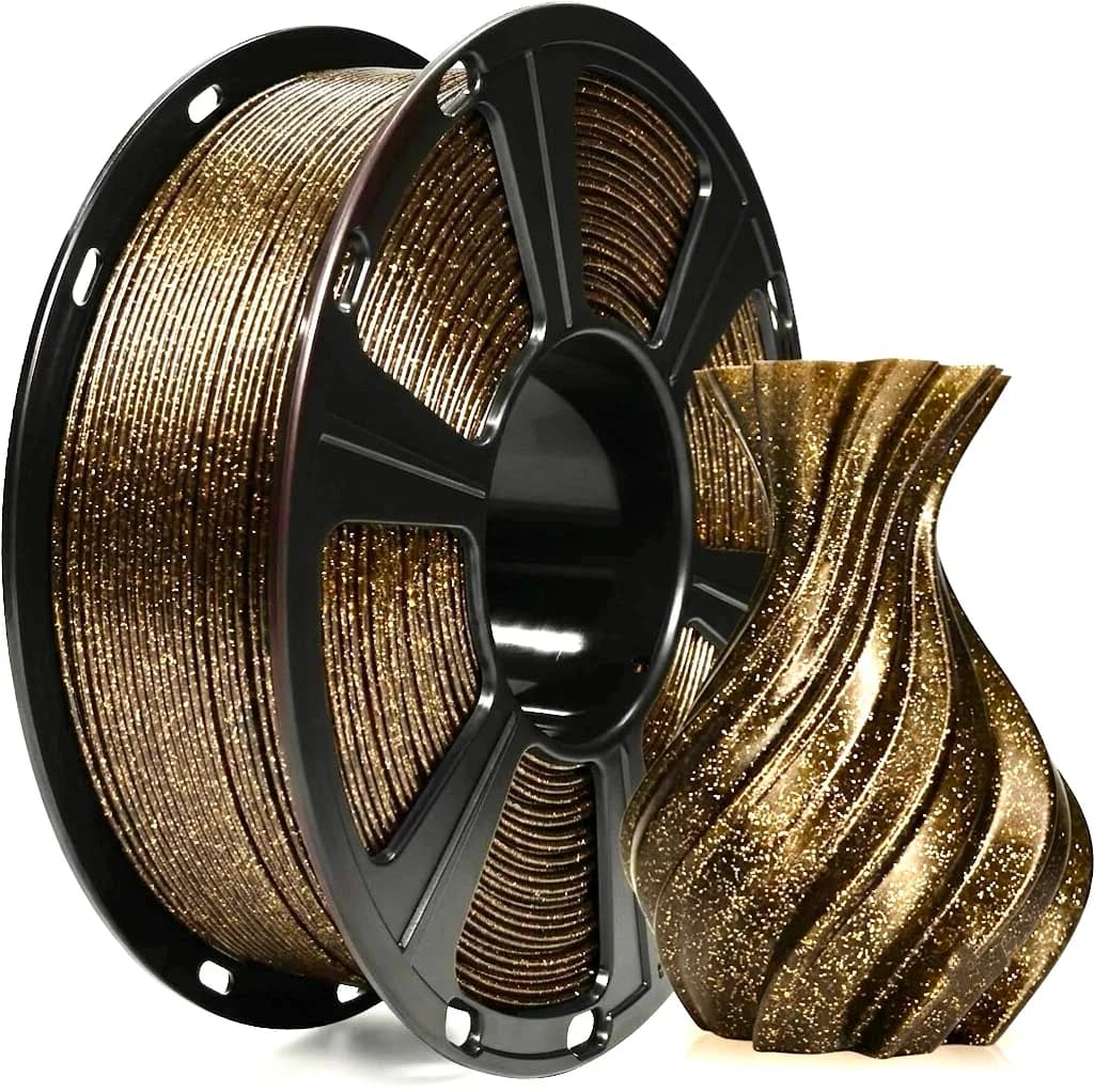Galaxy Glitter PLA Filament 1.75mm 3D Printer Filament, Black Glitter Gold, 250g Spool