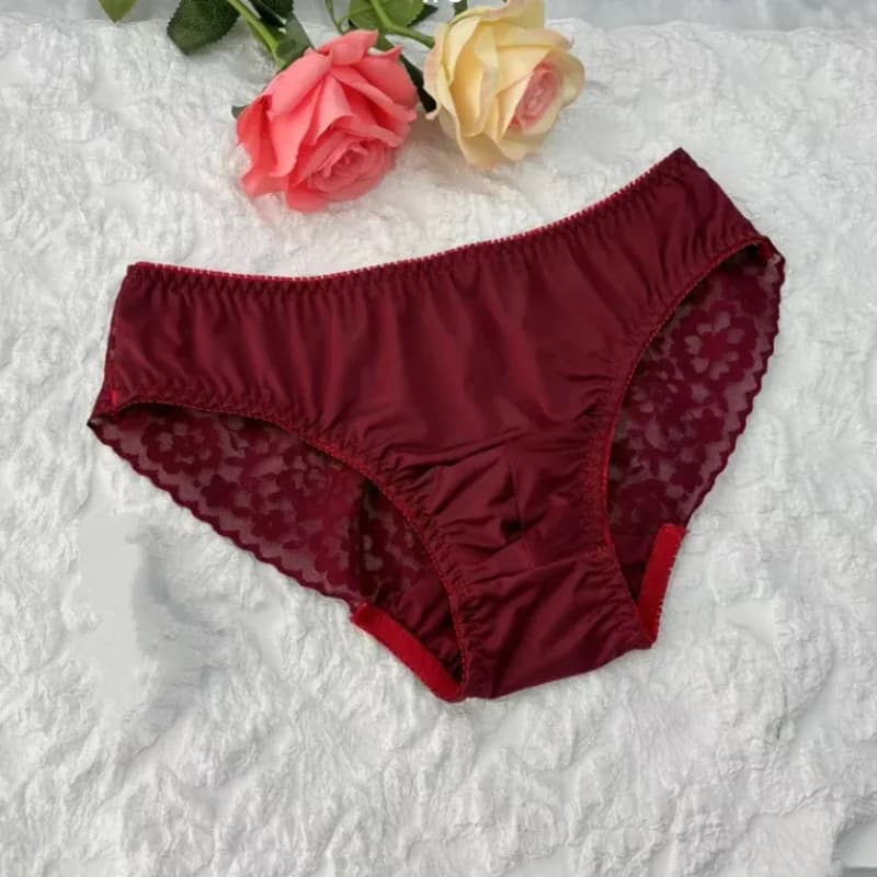 Biancheria intima da uomo in pizzo liscio come la seta, trasparente, sexy, floreale, slip Sissy, mutandine, festa privata, LGBQ, costume erotico Harajuku