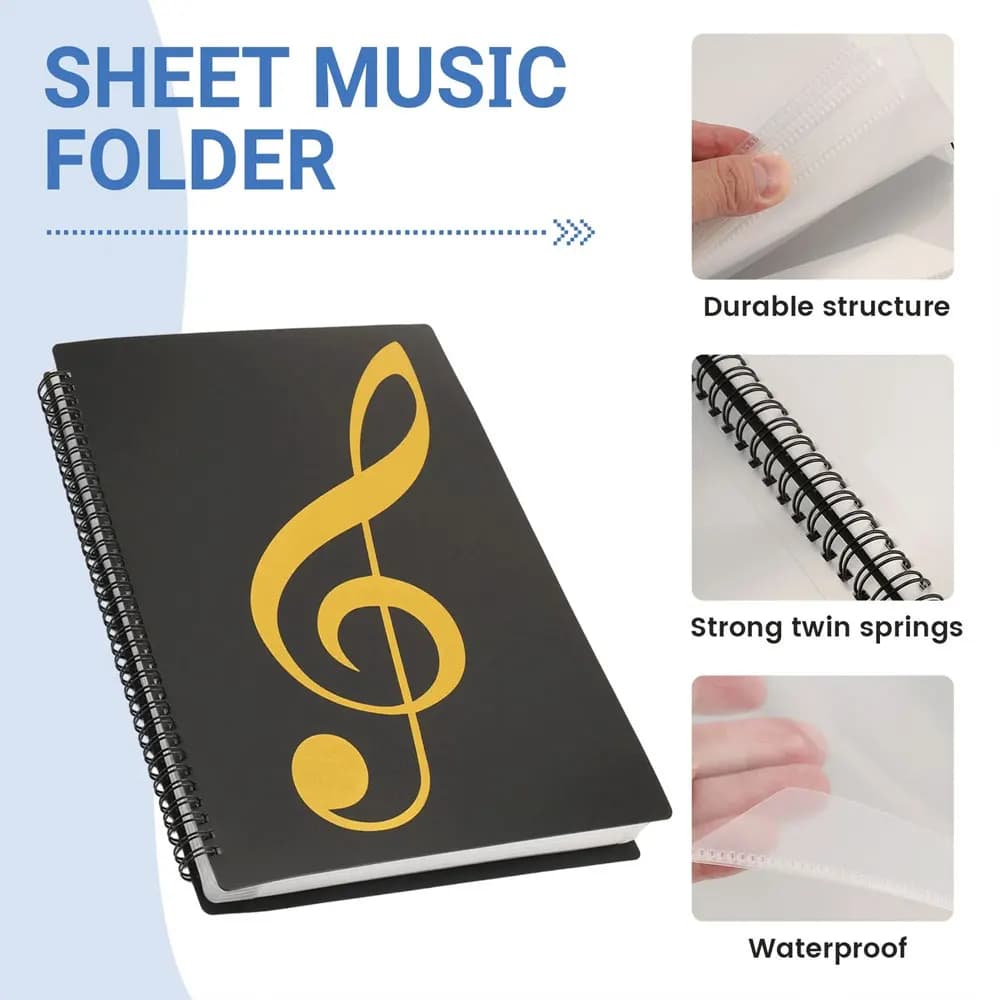 A4 note music folder, PP paper binder, 40 pages of music file storage, suitable for music beginners and choir performances.
