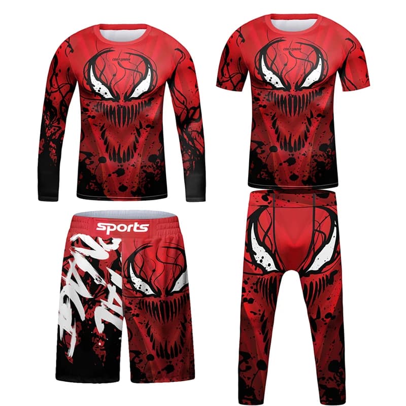 Nuovo Jiu Jitsu T-shirt Per Il Capretto MMA Shorts Bjj Rashguard Bambini 4 pz/set Ragazzo Boxe kickboxing Mma Compressione Abbigliamento Per Bambini Vestito