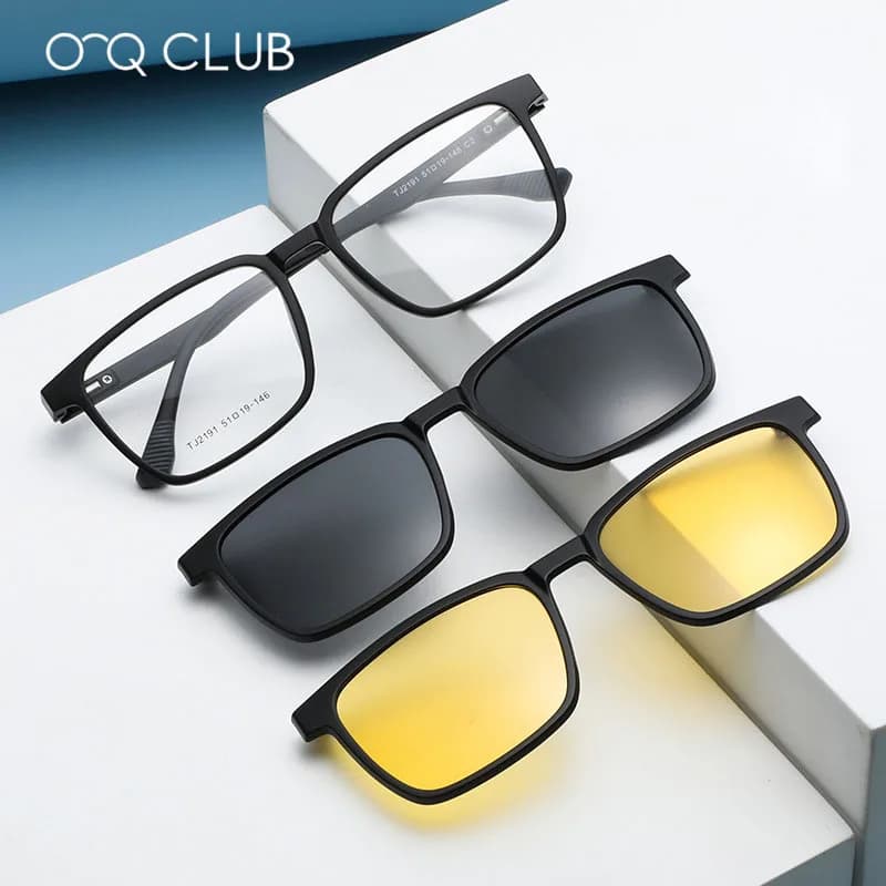 Flip-up Magnetic Clip-on occhiali da vista uomo donna TR90 occhiali da sole miopia polarizzati occhiali da lettura per visione notturna TJ2191
