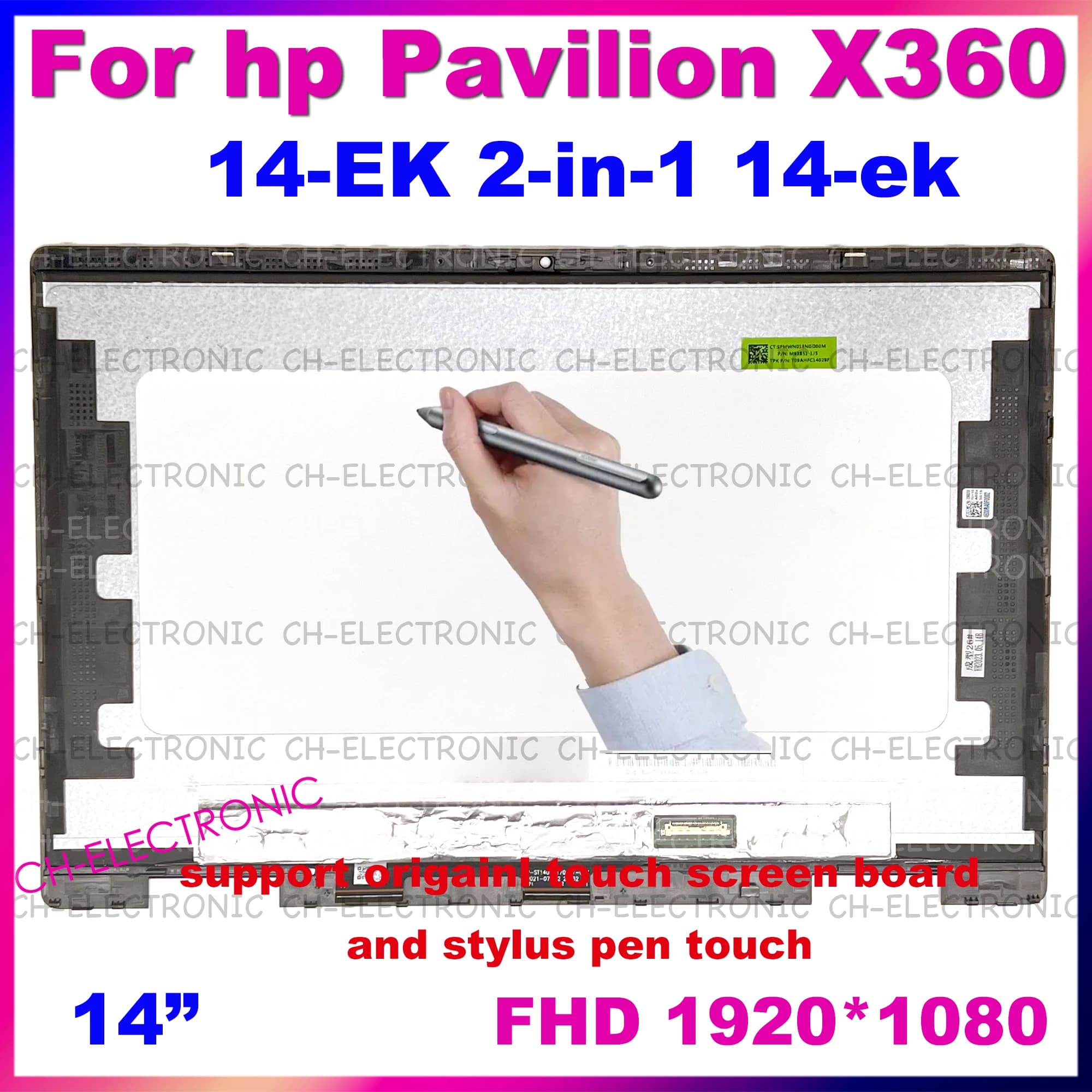 14 "Per HP Pavilion x360 14 EK 2-IN-1 LCD Touch Assemblea di Schermo FHD 30pin Display L76245-J91 Con Cornice 1920x1080 14 ek