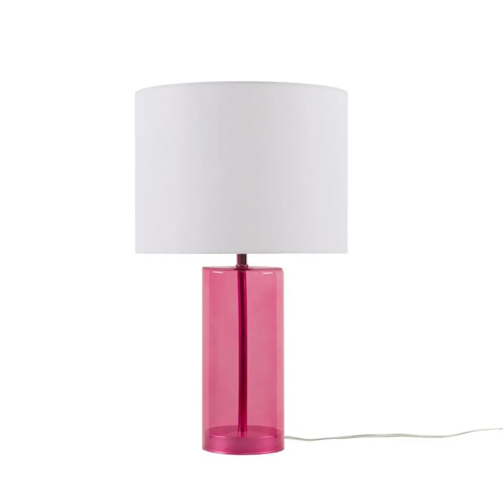 Lampada da tavolo in vetro rosa. Cionovevi il collegamento per la lampada da scrivania a LED, lampada da lettura, lampada da comodino con ricarica per cellulare.