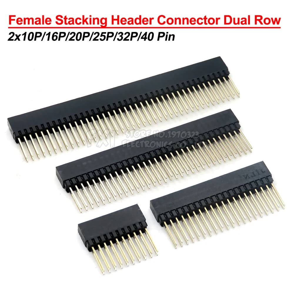 1 pcs 2.54mm 2 x1 0 P/16P/20P/25P/32P/40 Female Stackable 2x20P PC104 double row header connector for Raspberry Pi 2