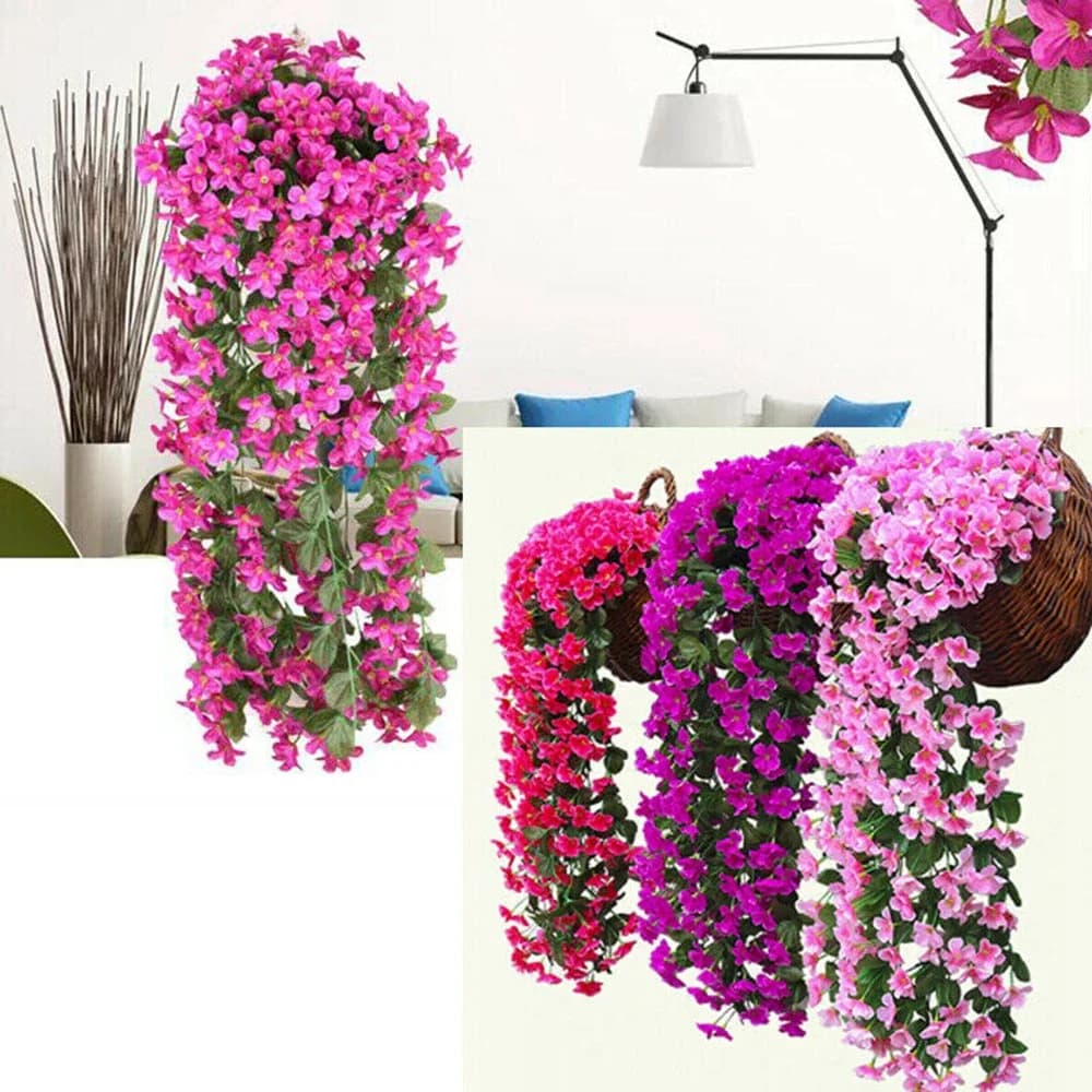 1/2 Pezzi 75cm Fiori Artificiali Bianchi di Campanula da Appendere - Piante Finte Viola Rampicanti per Decorazioni Casa Giardino Matrimoni