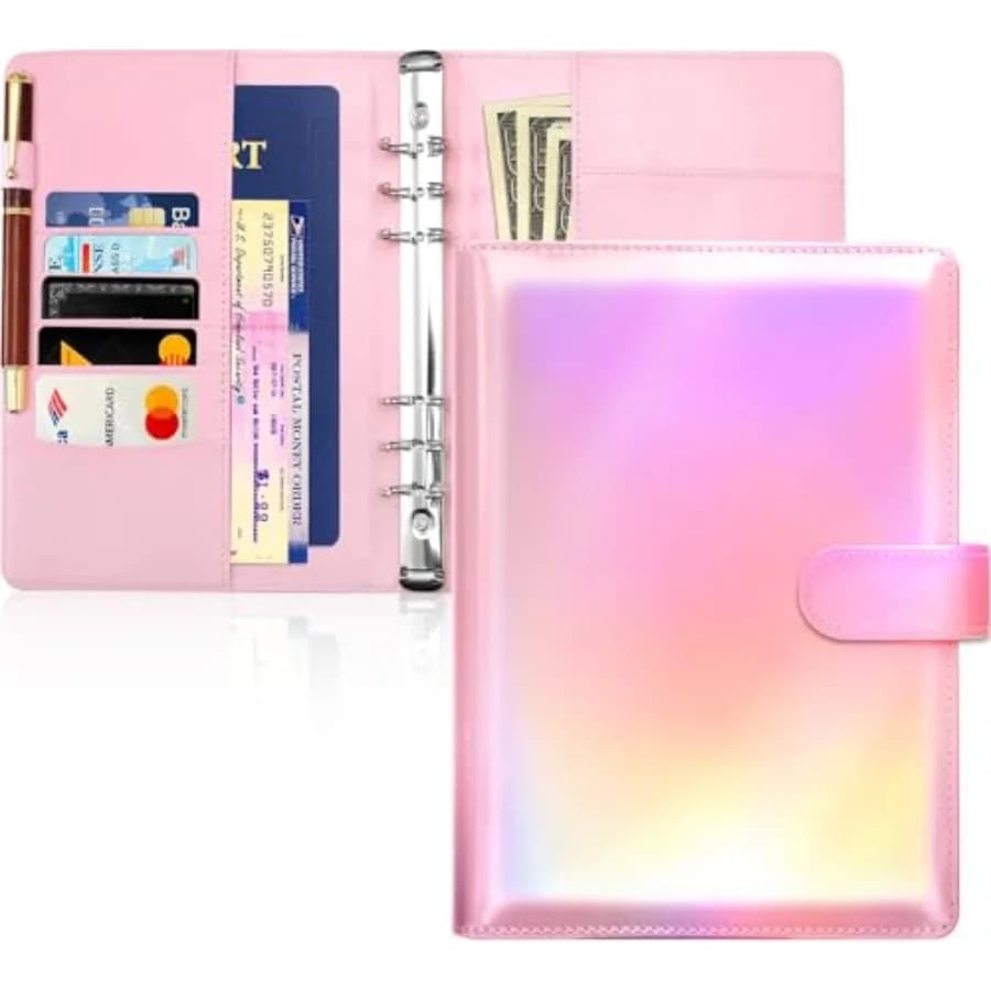 A5 Binder 6 Ring Refillable Notebook Binder, PU Leather Planner Personal Budget Binder Organizer Cover with Magnetic Closure fo