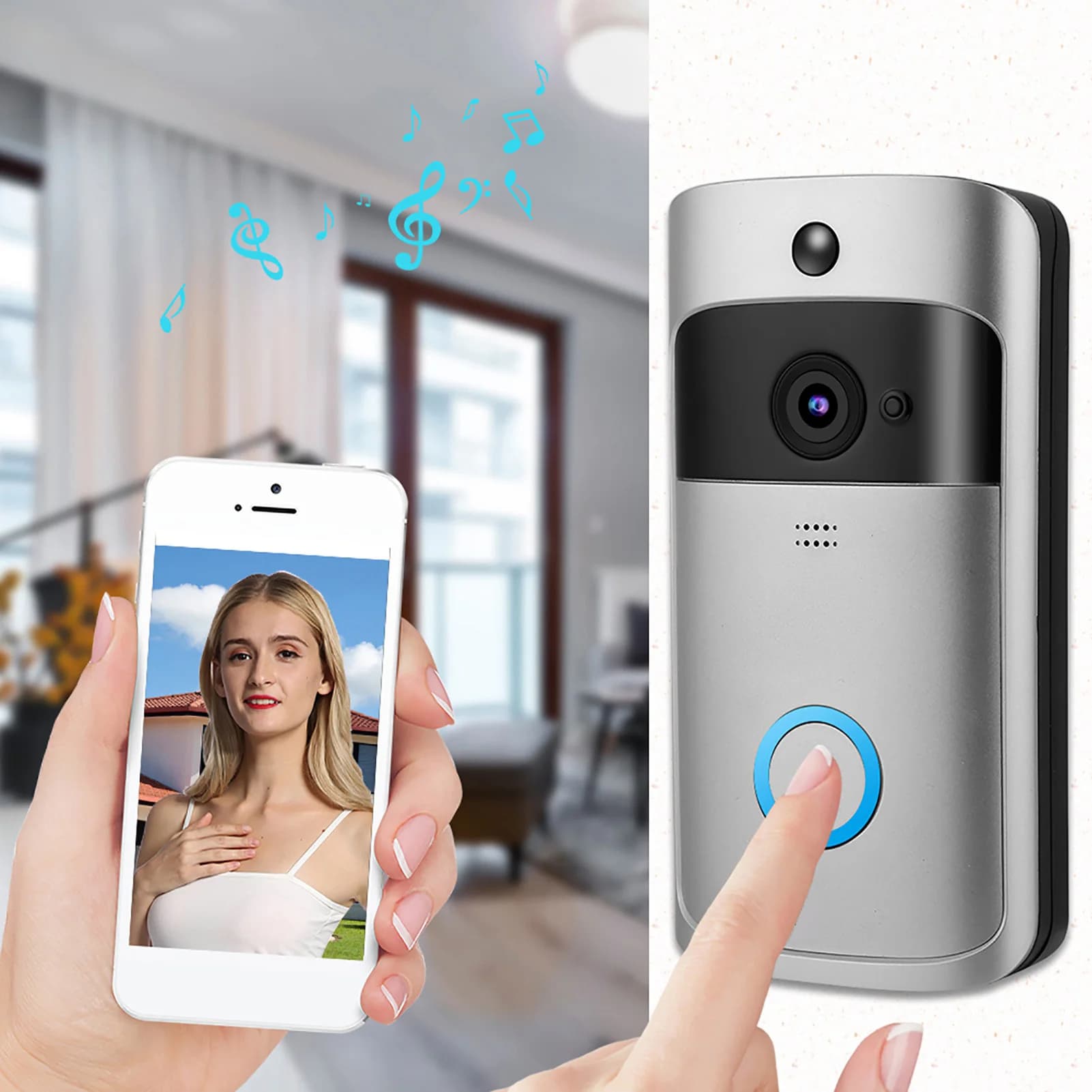 Telephone system for doorbell Video Wifi video intercom Wi-Fi smart infrared doorbell wireless access system for intercom camera for door