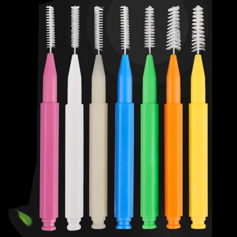 40 pcs Interdental Brushes 0.4-1.2mm Push-Pull Removes Best Food Plate Oral Hygiene Whitening Clean Dentale Nylon Brush Tool