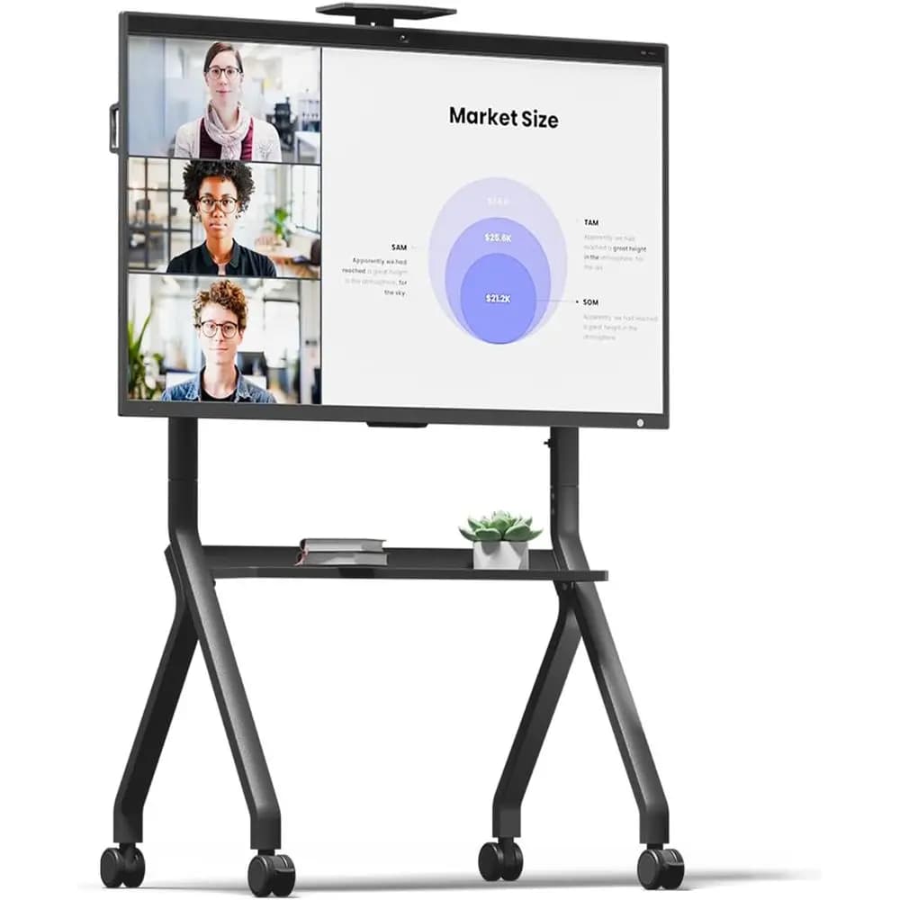 Carrello TV Regolabile per Schermi da 42-75 Pollici, Ruote Bloccabili, Supporto Webcam, VESA Massimo 700x500mm