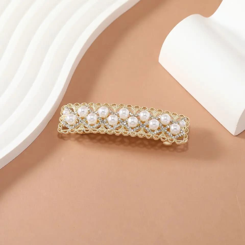Elegant French-Style Spring Clip, Vintage and Exquisite Half-Tied Hair Clip, Small Hairpin, Horizontal Clip Hair Accessory