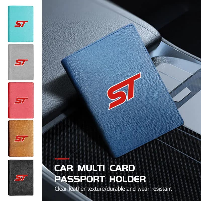 Tourist Passport Protection Document Wallet ID Bank Card Holder For Ford ST Racing Performance Focus Mk2 Mk3 MK4 Fiesta Ranger