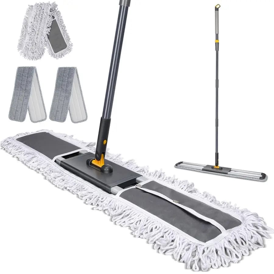 Commercial Mop, 36 Mop Large for Cleaning Powder, Mop Industrial Robusti with 3 Reusable Microfiber and Adjustable Handle 62 Inches for H