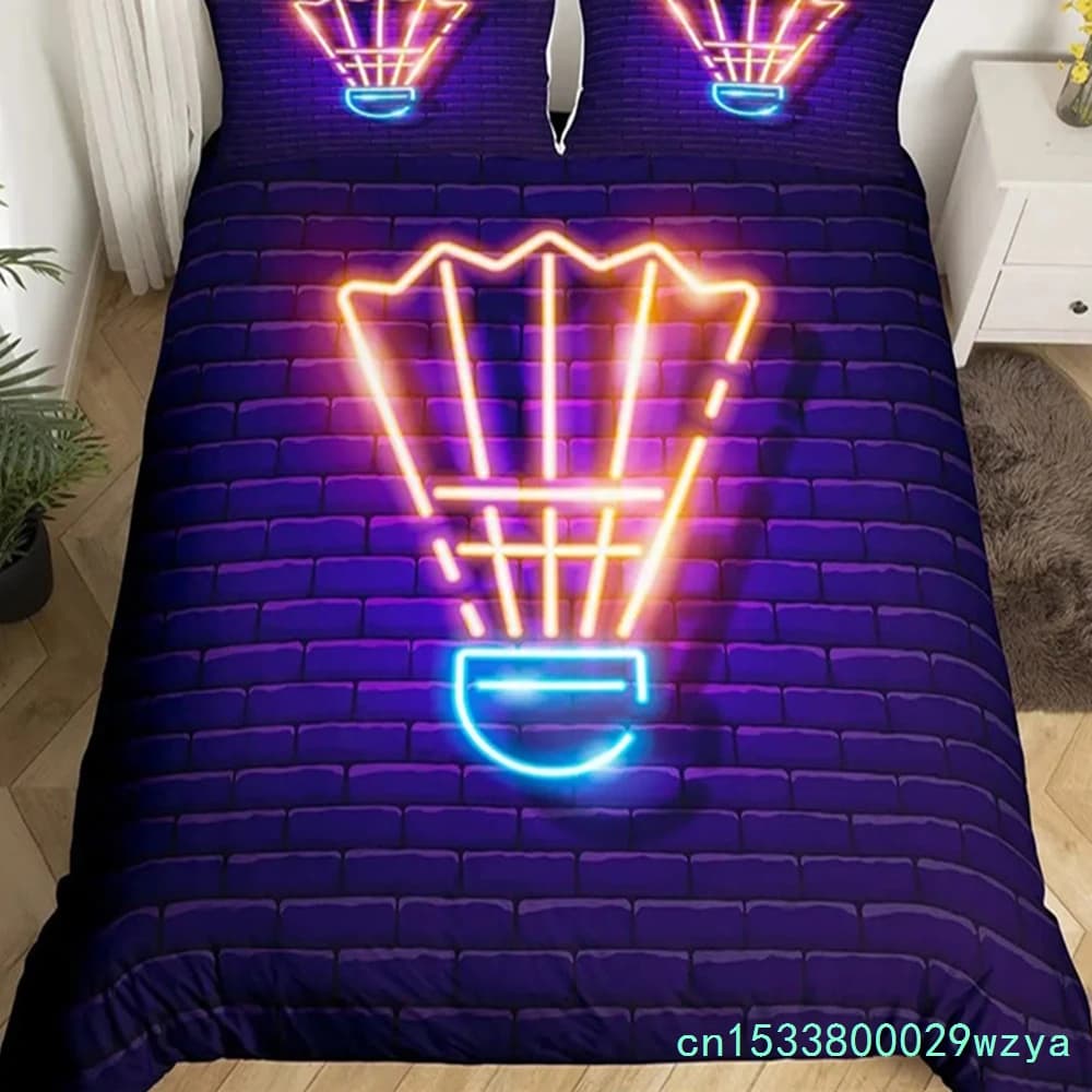 Badminton Bedding Set Badminton Duvet Cover For Kids Teens Men Sports Theme Player Comforter Cover Cool Competitive Games Decor