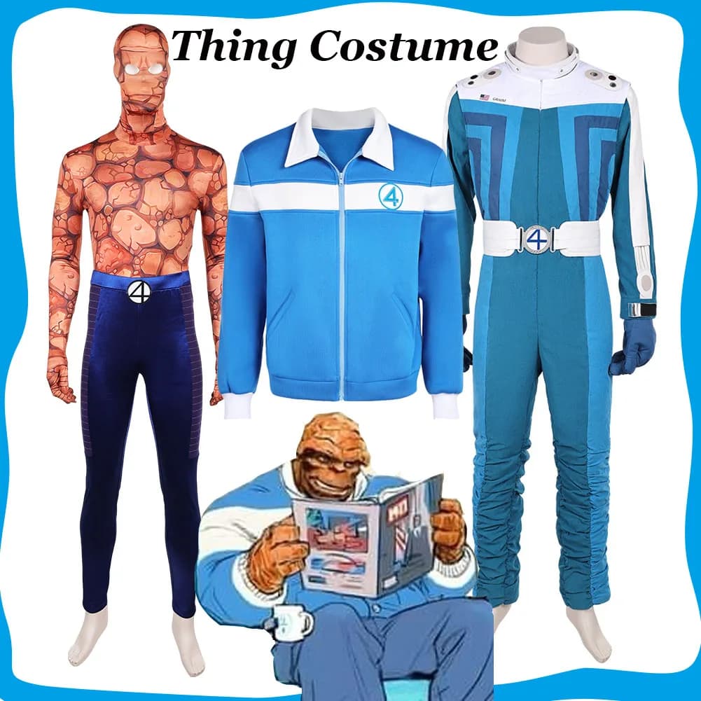 The Thing Cosplay Fantastic Quarto Cosplay Ben Grimm Costume Jumpsuit Belt Pants Mask for Men Halloween Carnival Party Dress