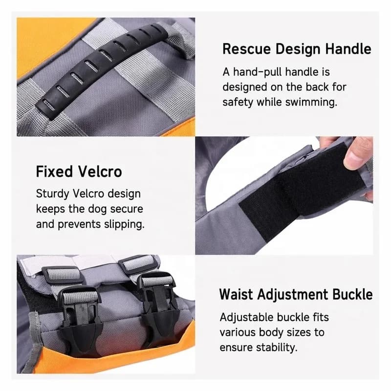 Dog Flotation Life Jacket High Buoyancy Pearl Adjustable Strap Rescue Safety Vest All Seasons