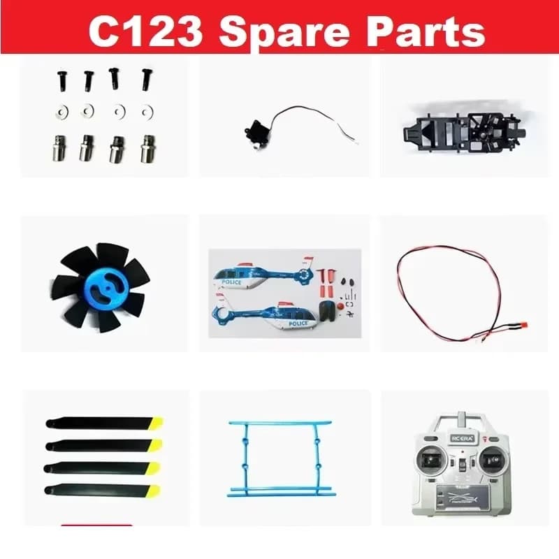 Elenco pezzi di ricambio per RC ERA C123 EC135 Accessorio per elicottero RC Corpo Shell Cover Lama principale Cuscinetto motore Servo ricevitore Atterraggio
