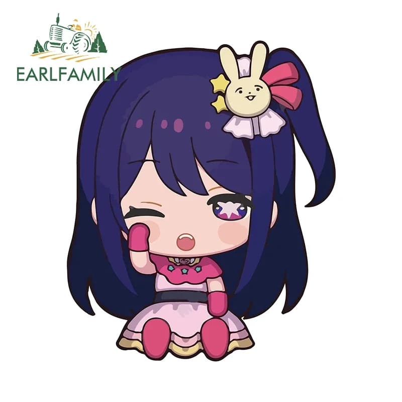 EARLFAMILY 13cm x 10.9cm Ai Hoshino Anime Chibi Adesivi per auto Peeker Wink Cute Baby Girl Decorazione Finestre Decalcomania per protezione solare