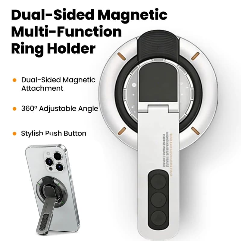 3-in-1 360 ° Supporto magnetico regolabile, design con anello in silicone/fidget spinner per tutti i telefoni