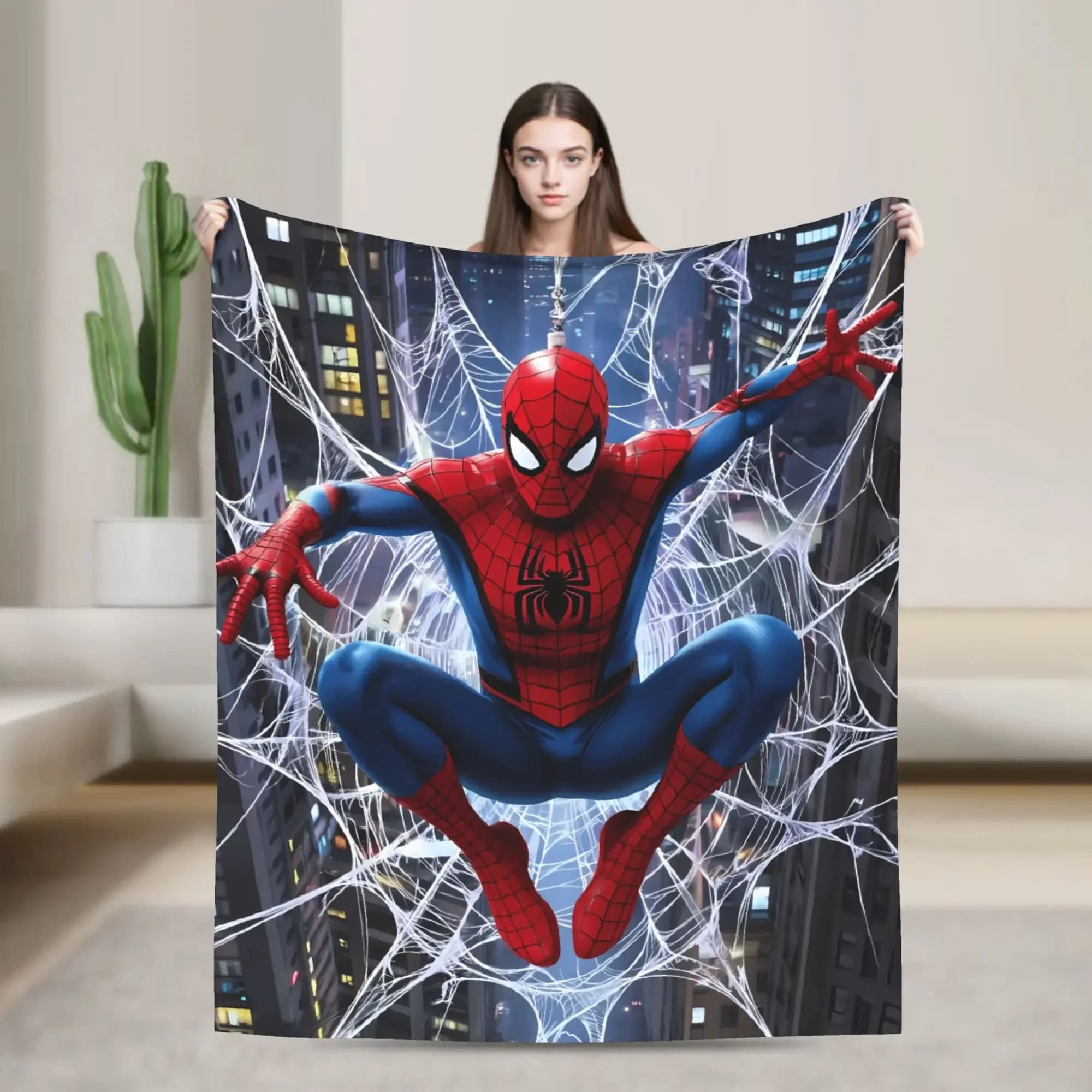 Covered in Flanella SpiderMan, Soft and Warm for Winter, for Children, Sofa, Chair, Estetic Cover