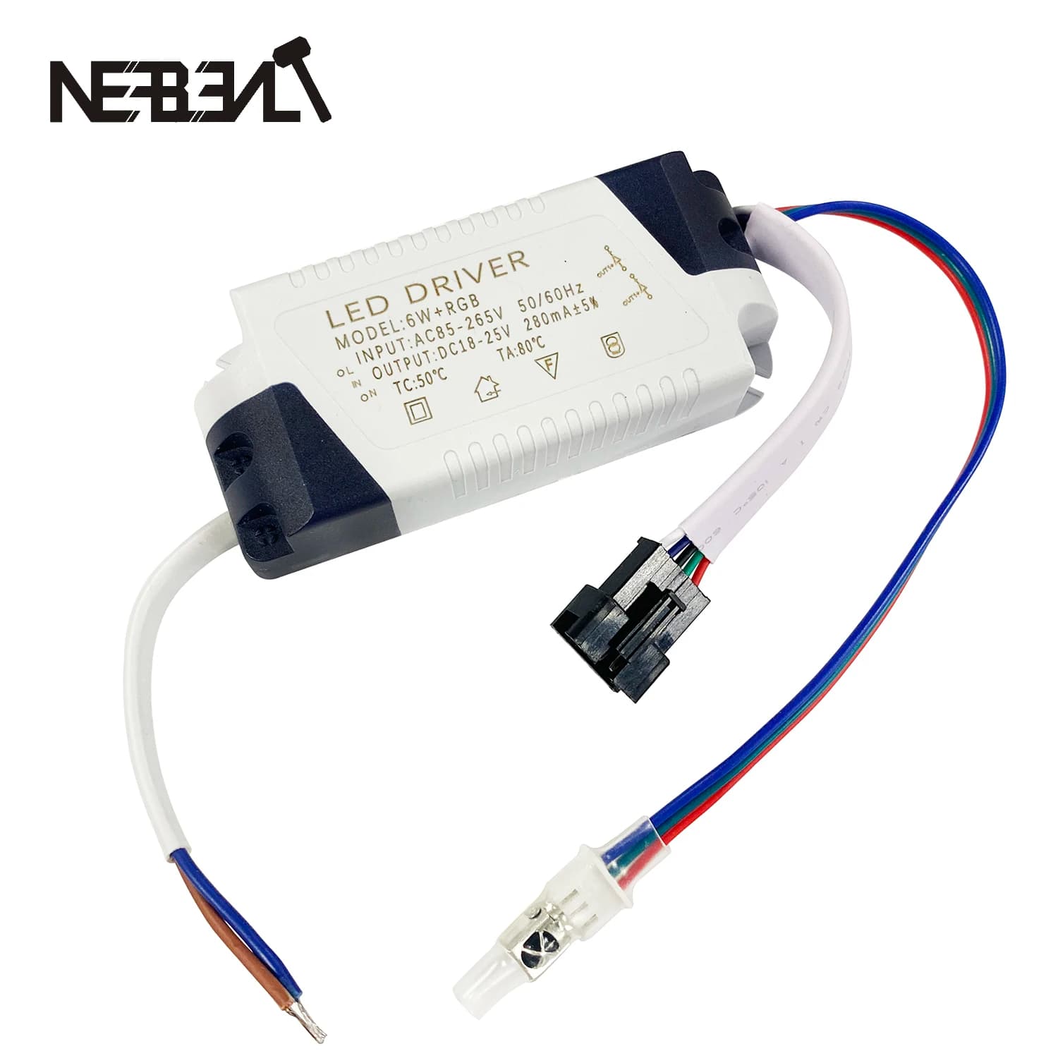 LED Driver 6W 12W 18W + RGB Transfermer for 2 channel 280mA output, with 5pin connector head receiver IR AC110-265V