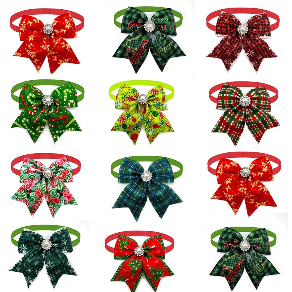 50 pz Natale Pet Dog Papillon Collare per Cuccioli Stile Perla Papillon per Cani Collare per Cuccioli per Cani di Piccola Taglia Gatto Toelettatura Prodotti