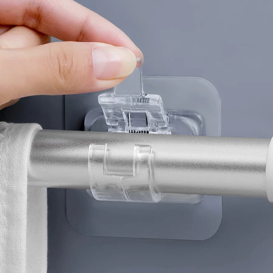 2/4/8PCS Clip per asta per tenda regolabile Morsetto autoadesivo Gancio per tenda Supporto per staffa da parete Clip per appendere a parete senza chiodi