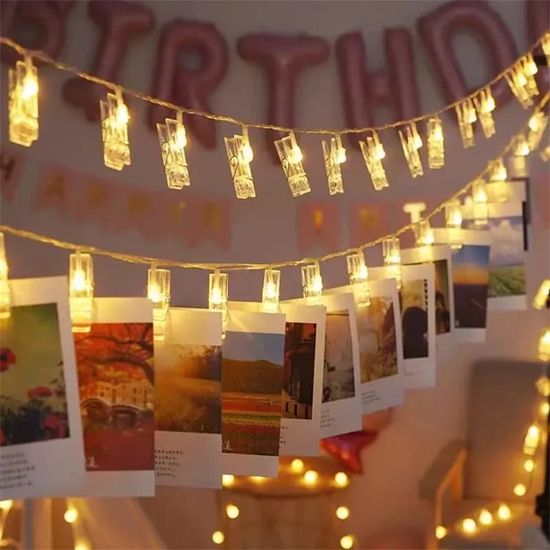 Luci a LED a Ghirlanda con Clip per Foto, Luci Fatate a LED a Batteria, 10 LED, 20 LED, 40 LED, Decorazione per Finestre, Feste e Matrimoni