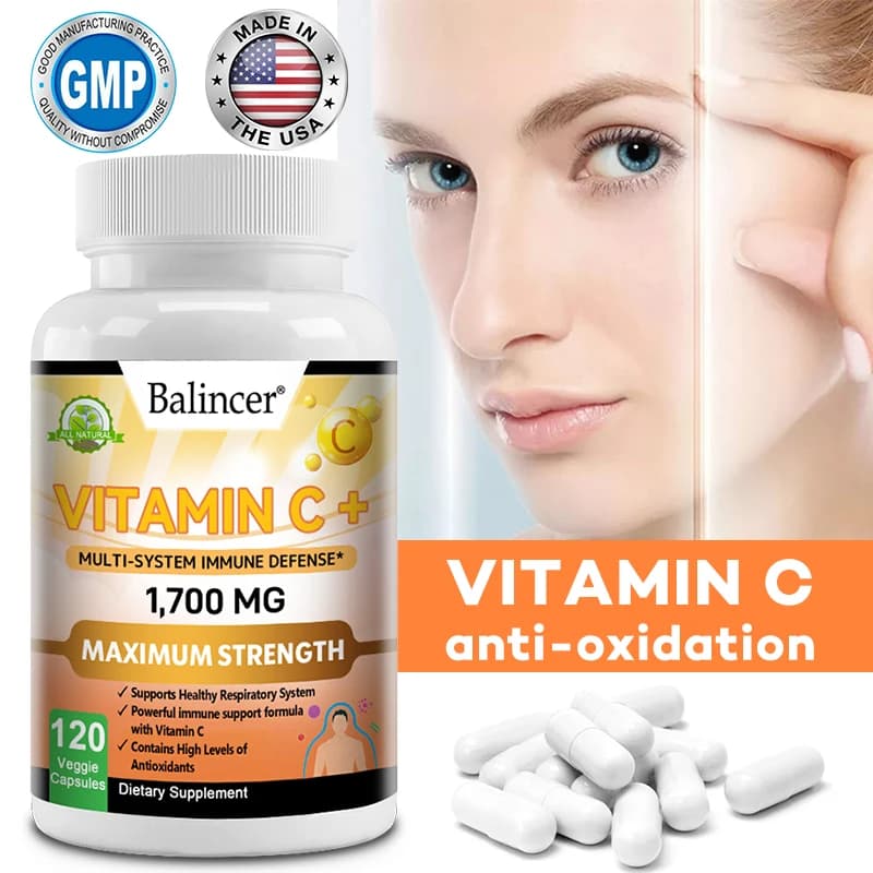 Vitamin C Capsules with D3 Zinc Elderberry, Antioxidant Wellness Supplement, Supports Skin Energy Body Balance & Vitality