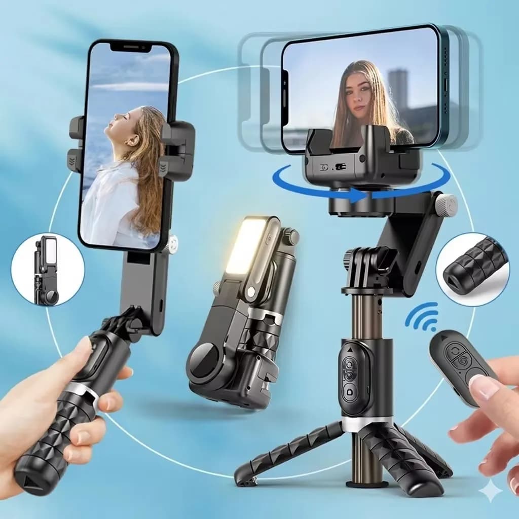 360° Rotation Auto Tracking Gimbal Stabilizer Selfie Stick Tripod for Smartphone Live Streaming & Photography