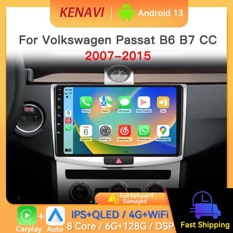 2Din Car Radio For Volkswagen Passat B6 B7 CC 2007-2015 GPS Navigation Wireless Carplay Android Auto Multimedia Player Head Unit