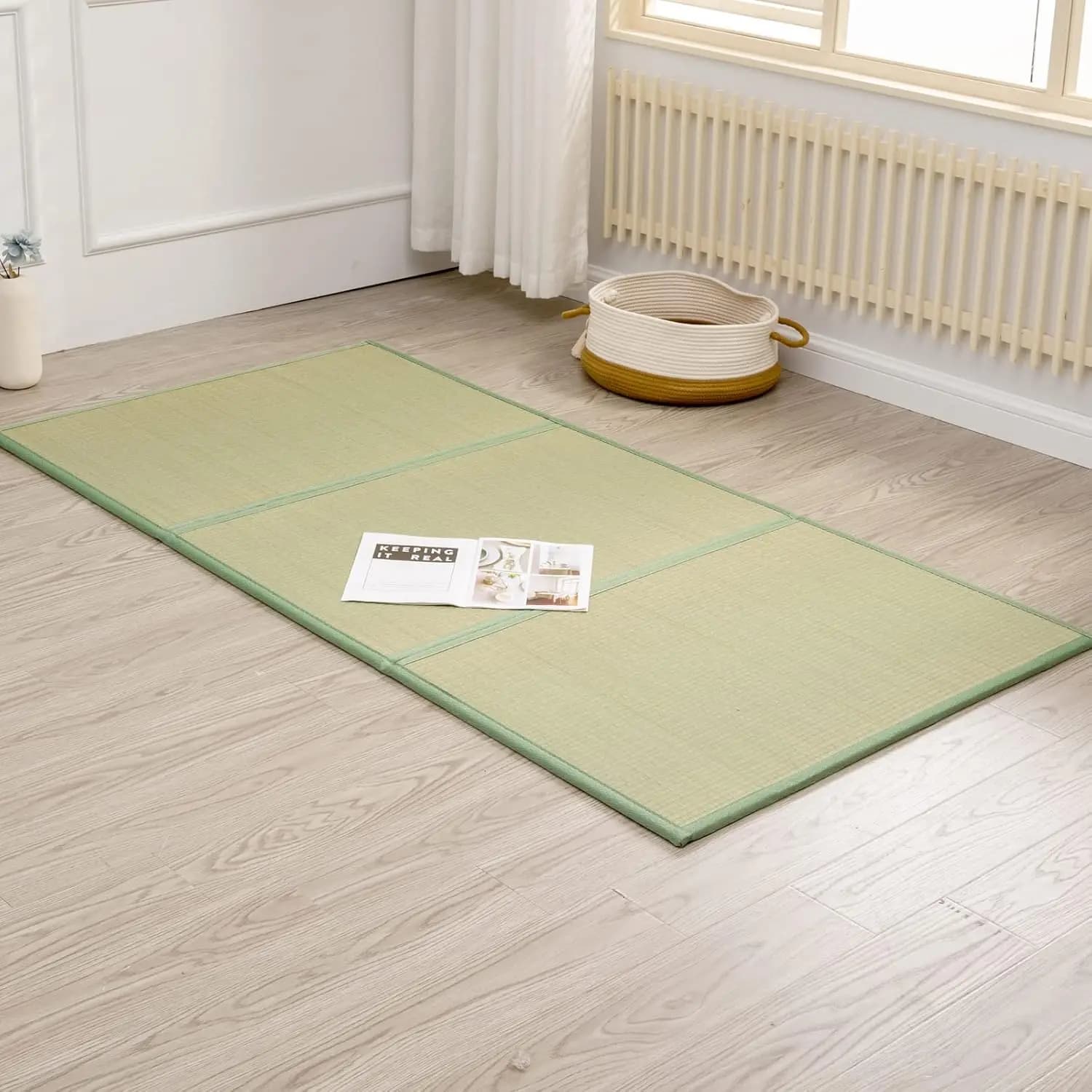 Tappetino Tatami Tradizionale Giapponese, 200x99x1.3 cm, Materasso in Erba Naturale per Dormire, Yoga e Relax