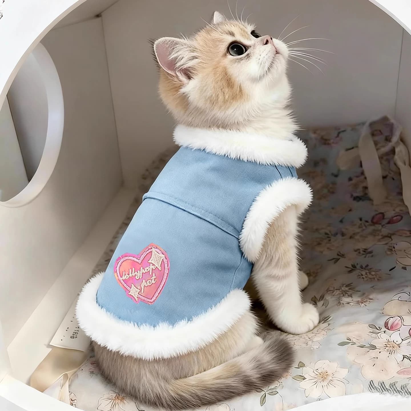 Thiened Fce Clothes Autumn Winter Warm Plu Pet Vest Doll Silver adient Golden Retriever Dog Cotton Coat