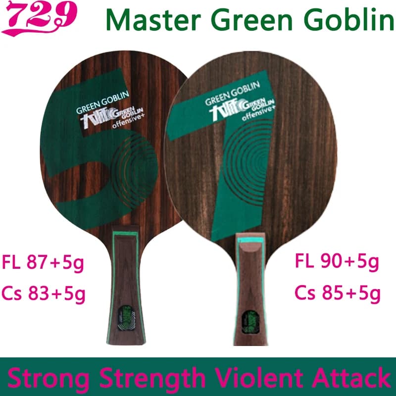 729 Friendship Green Goblin 5/7 Ping Pong Blade Ebony Wood Violent Offensive Loop Ping Pong Rack for professional athletes