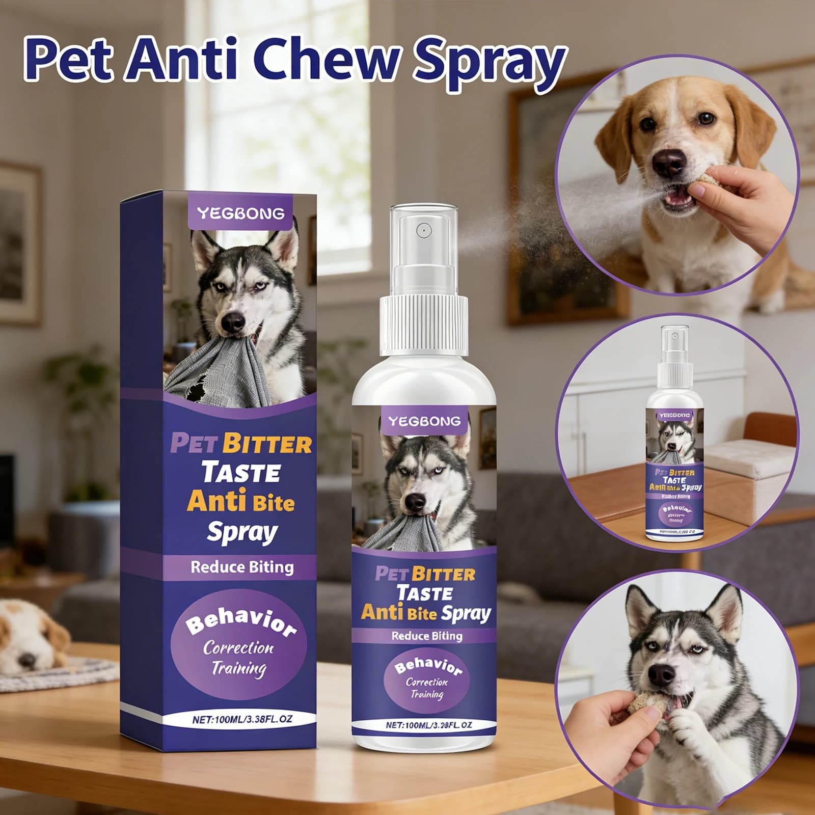 Spray Anti-Morso per Animali Domestici, Deterrente Amaro contro il Masticare e la Morditura, Protezione per Mobili, Ausilio Sicuro per l'Addestramento di Cani e Gatti