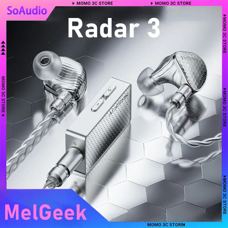 MelGeek Radar 3 Auricolari da gioco HiFi cablati 1DD + 2BA 0,78 mm 2Pin con microfono, scheda audio per giochi