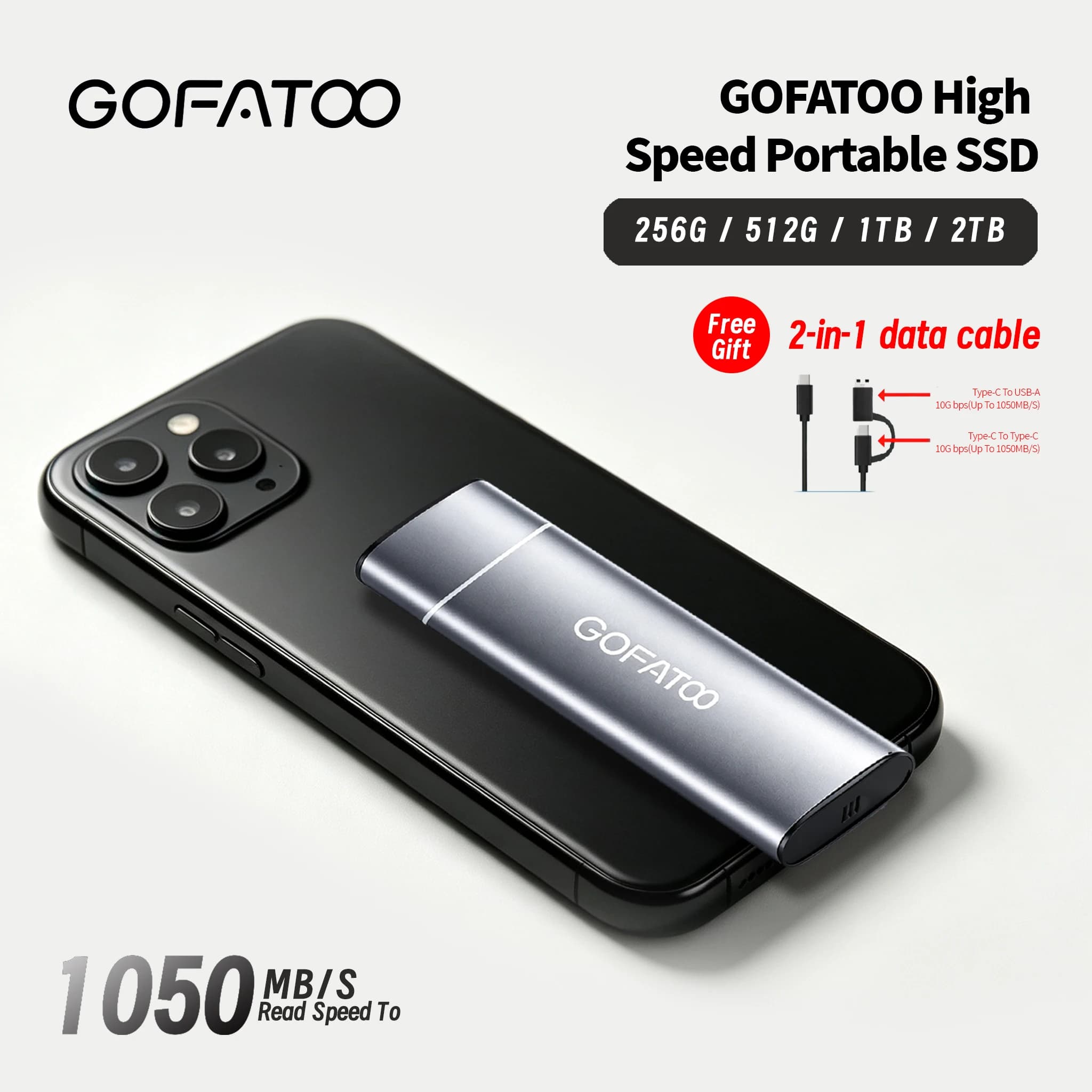 GOFATOO 1050MB/s Solid State Pen Drive USB3.2 Gen 2 Type C Flash Drive 256GB 512GB 1TB 2TB Pendrive for PC Smartphone Tablet PS5