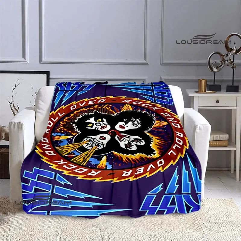 Kiss Band coperta stampata coperta da picnic coperta calda coperta sottile flanella coperta da viaggio per la casa coperta da tiro regalo di compleanno